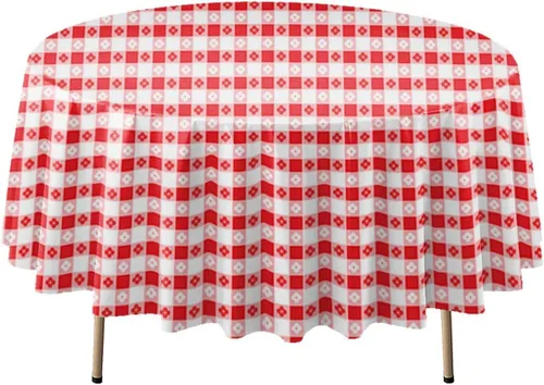Vista 29 de Party Essentials Mantel redondo de plástico desechable de 84 pulgadas, 3 unidades, color negro