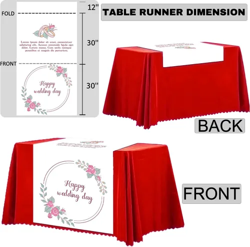 Vista 3 de Camino de mesa personalizado, caminos de mantel personalizados con logotipo/imagen/texto, caminos de mesa personalizados para fiestas, ferias
