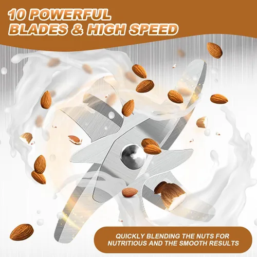 Vista 4 de Espumador de leche eléctrico, espumador de café de 16.9 fl oz con 10 cuchillas, control de temperatura, soja de avena casera de coco o leches a base