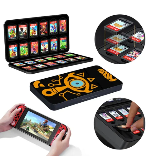 Vista 2 de Switch Games Card Case for Nintendo Switch, Switch Case Storage Cases Holder for SwitchLiteOLED Game Hard Shell with 48 Micro SD Card Slots & 24