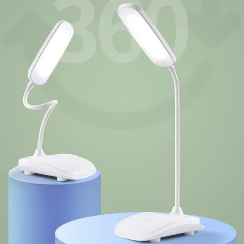 Vista 3 de Lámpara de escritorio LED con carga USB, lámpara de mesa para escuela, hecha de plástico (blanco)