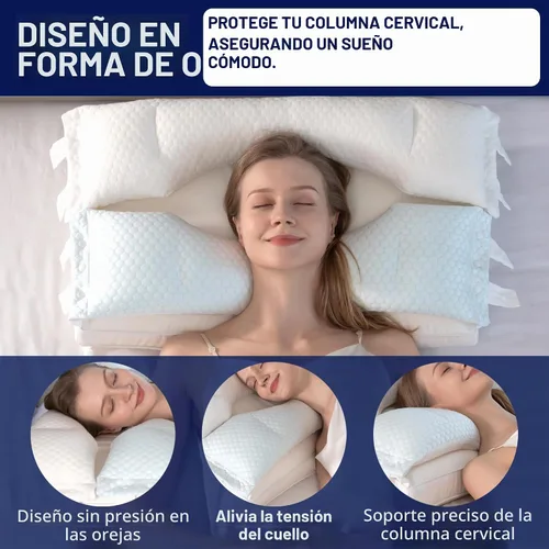 Vista 5 de Almohada de espuma viscoelástica para cama, almohadas adaptativas para alivio del dolor de cuello, almohada de firmeza media para dormir de lado