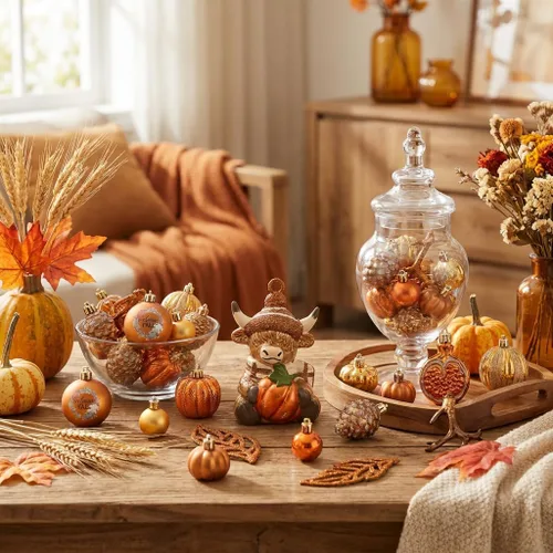 Vista 2 de Valery Madelyn 30ct Fall Ornaments Tree Decorations Shatterproof Home Decor Fall Crafts Autumn Thanksgiving Christmas Tree Decorations Ornaments