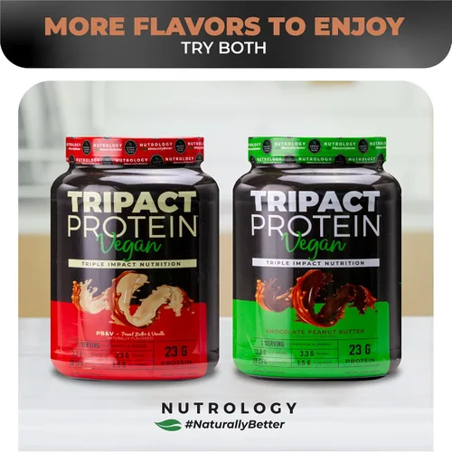 Vista 7 de Nutrology TRIPACT Proteína vegana en polvo – Proteína orgánica de guisantes, arroz y calabaza, BCAA y glutamina, batidos sustitutivos de comidas a
