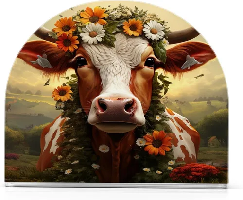 Vista 9 de Nander Lindo servilletero de vaca de Navidad para mesas, servilleteros para cocina, servilleteros de mesa, servilleteros de cóctel, soporte