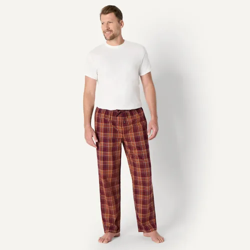 Vista 6 de Amazon Essentials Pantalón de pijama tejido de corte recto con bolsillos para hombre Tartán mezcla de óxido burdeos