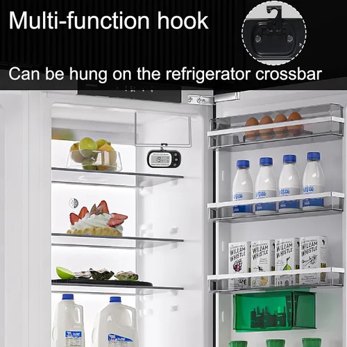 Vista 4 de Termómetro digital para nevera, 2 unidades, termómetro digital para habitación, pantalla LCD grande, termómetro para refrigerador con interruptor
