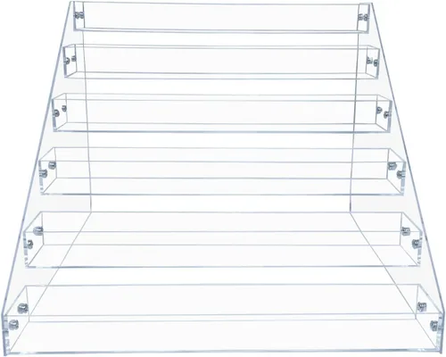Vista 2 de PMMASTO Estante de especias escalonado, organizador de condimentos, estantes verticales de acrílico transparente organizador de latas para encimera