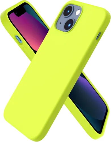 Vista 15 de ORNARTO - Funda compatible con iPhone 13 Mini, goma de gel suave de 3 capas de silicona líquida delgada con microfibra, 13,7 cm, azul Caucho
