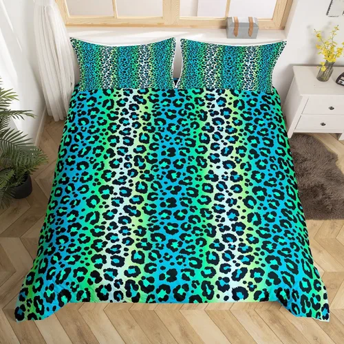 Vista 24 de Feelyou Leopard Bedding Set Twin Size, Cheetah Print Comforter Cover for Kids Boys Girls Animal Duvet Cover Safari Bedspread Cover Zipper