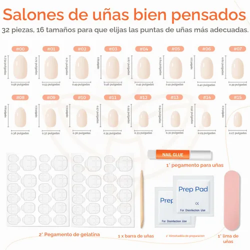 Vista 3 de modelones Uñas cortas a presión, kit de uñas postizas ovaladas