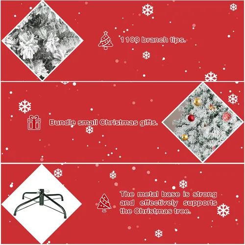 Vista 6 de Incbruce Árbol de Navidad artificial de 7 pies, árbol de Navidad con 1,000 puntas de rama, árbol de Navidad flocado con base estable de metal
