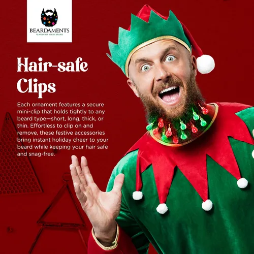 Vista 4 de Beardaments Paquete de luces y adornos para barba: las 16 luces originales para barba y 12 adornos para barba