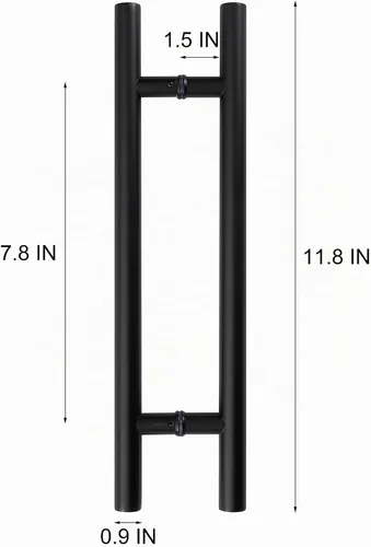 Vista 2 de Manija de puerta comercial de 12 pulgadas Negro
