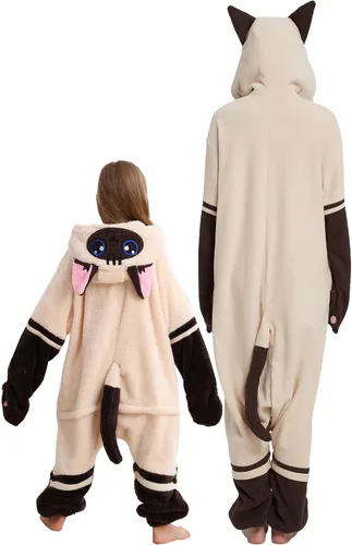 Vista 5 de DarkCom Kids Animal Onesie,Women and Mens Cosplay Siamese Cat Onesie Halloween Costume Christmas Pajamas Sleepwear