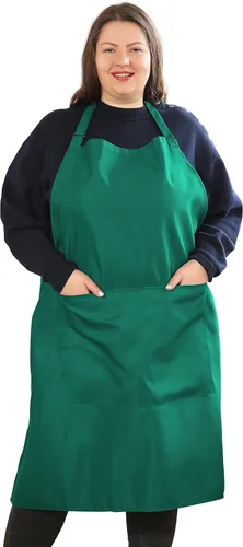 Vista 9 de Delantales de talla grande para mujer, con bolsillos, duradero, largo, ajustable, babero para cocina