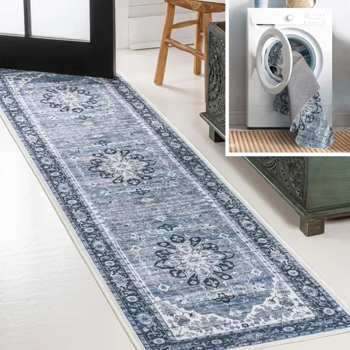 Vista 3 de JONATHAN Y Alfombra lavable a máquina de 2 x 8 pies, medallón adornado ASA para sala de estar, dormitorio, cocina, oficina, fácil limpieza, alto