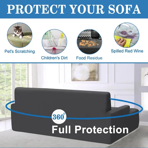 Vista 6 de ALIECOM Fundas de sofá modulares 100% impermeables en forma de L para perros, 2 piezas de tela suave y elástica en forma de L, fundas seccionales