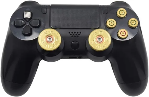 Vista 3 de TOMSIN Botones de bala de metal dorado y palanca de mando de bala para mandos PS4