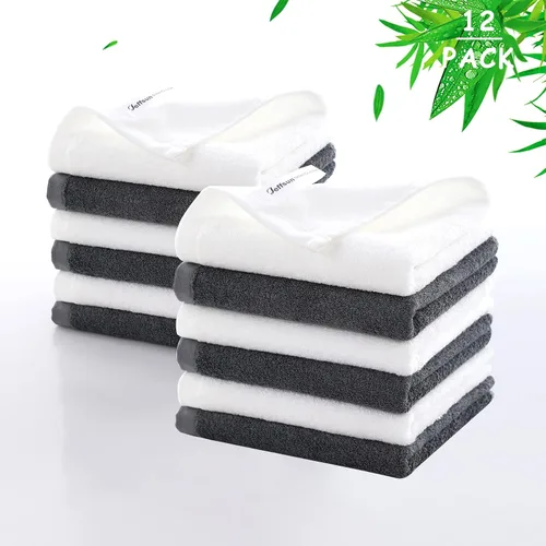 Vista 17 de Paquete de 12 paños de lavado, toallas faciales súper suaves y agradables a la piel para pieles sensibles, paños pequeños de 10 x 10 pulgadas, paños