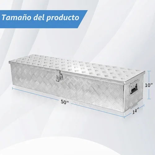 Vista 2 de Caja de herramientas de aluminio para camión de 50 pulgadas, caja de herramientas para cama de camioneta pickup con cerradura y llaves, cajas