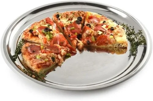 Vista 2 de Norpro Bandeja para pizza de acero inoxidable, 13-1/2 pulgadas, 13.5 pulgadas, plata