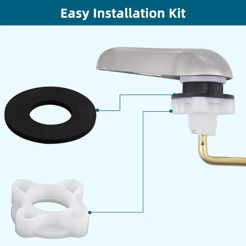 Vista 4 de Hygie Rinse Kit de repuesto de mango de inodoro de metal, ajuste frontal universal, palanca de inodoro compatible con estándar americano/Glacier
