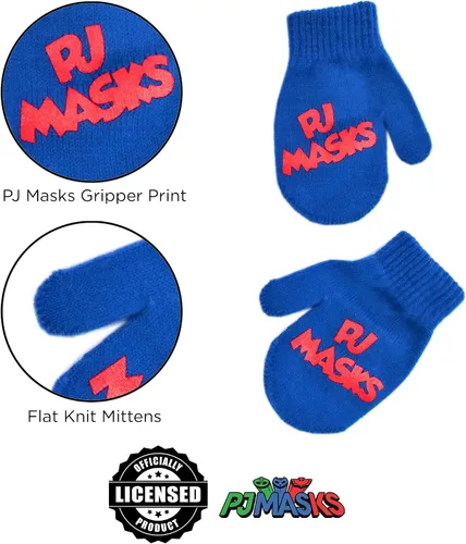 Vista 5 de PJ Masks Conjunto de gorro y guantes de invierno para niños, gorro para niños de 2 a 4 años