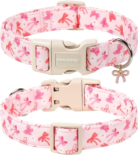 Vista 146 de DOGWONG Collar para perro de San Valentín, collar ajustable de algodón con corazón de caramelo azul, perfecto para perros pequeños a medianos