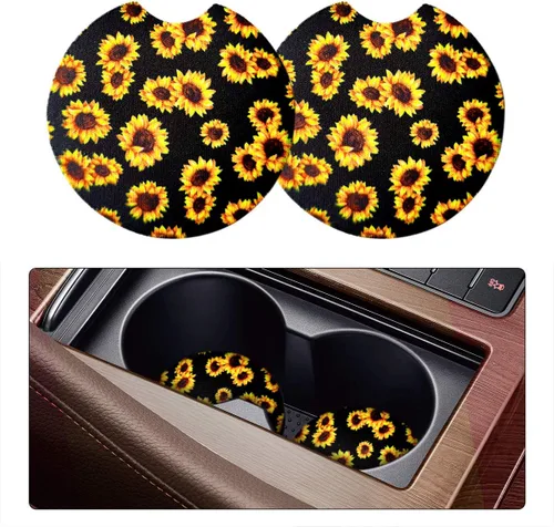 Vista 16 de Posavasos absorbentes para automóvil para bebidas, paquete de 2 bonitos portavasos para mujeres con agarre en la punta de los dedos, accesorios