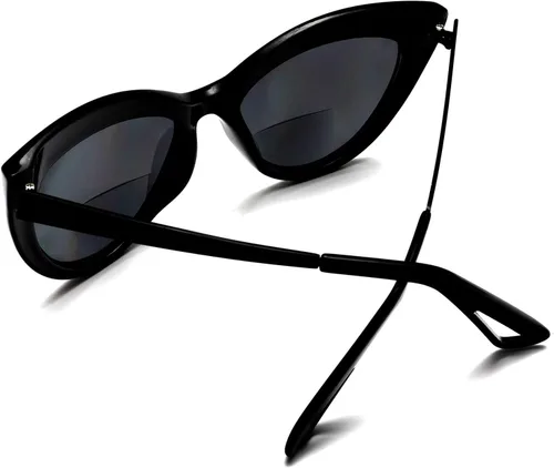 Vista 5 de SAMBA SHADES Gafas de sol de lectura bifocales integradas a la moda, ojo de gato, lentes de sol para lectores de gran tamaño para mujer Negro