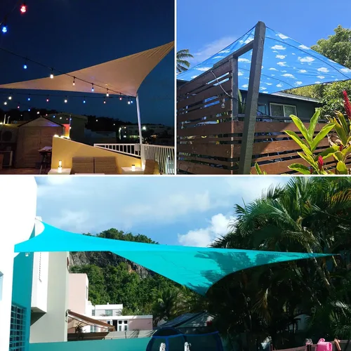 Vista 6 de Patio Paradise - Vela de sombra solar de 5' x 5' impermeable roja rectangular, toldo con bloqueo UV, tela de lona para exteriores, cubierta