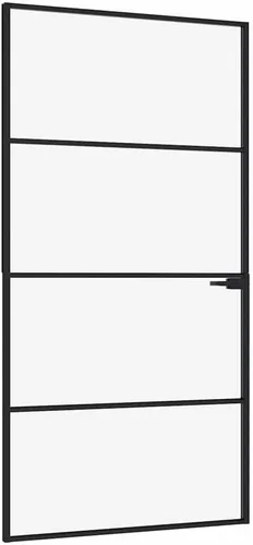 Vista 11 de vidaXL Puerta Interior Negro 29.9"x79.3" Vidrio Templado y Aluminio Delgado