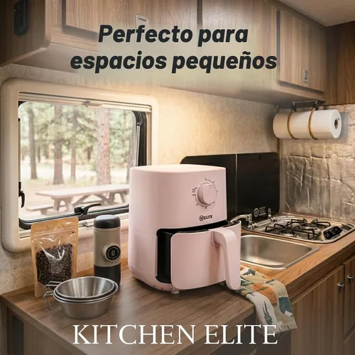 Vista 7 de Kitchen Elite Freidora de aire mecánica con temporizador de perilla manual Rosa