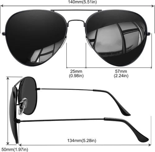 Vista 4 de KANASTAL Aviator Sunglasses Men Women Military Polarized Sunglasses UV400 Negro/Negro