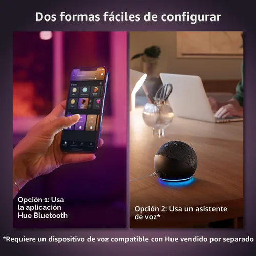 Vista 7 de Philips Hue Bombilla LED Inteligente A19 de 75W - Ambiente Blanco y de Color que Cambia de Color - Paquete de 1 - 1100LM - E26 - Interior - Control