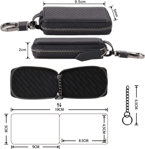 Vista 3 de VISOUL Funda de cuero para llavero de automóvil para hombres y mujeres, funda protectora de llavero inteligente con gancho de metal y llavero