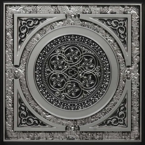 Vista 32 de Steampunk-Faux - Azulejo de techo de hojalata - Plata envejecida, paquete de 25 Plata antigua