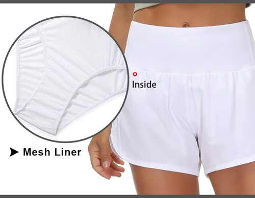 Vista 6 de THE GYM PEOPLE Womens High Waisted Running Shorts Quick Dry Athletic Workout Shorts with Mesh Liner Zipper Pockets