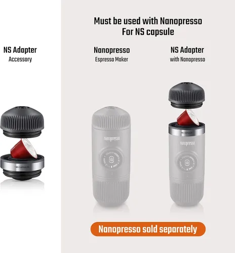 Vista 2 de WACACO Adaptador Nanopresso NS, accesorios para máquina de café espresso portátil Nanopresso, compatible con cápsulas NS, perfecto para viajes