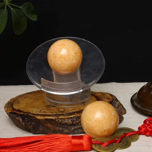 Vista 6 de BRABUD TQZDBS030 - Bolas chinas de estrés para la salud de Baoding de mármol naranja en piedra natural con caja