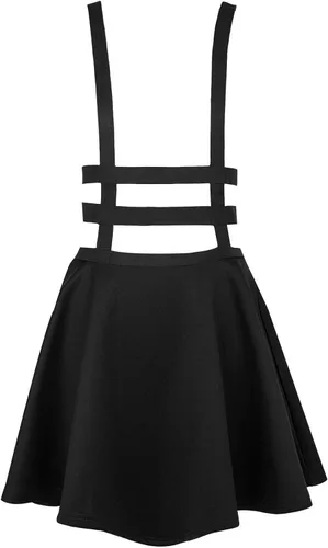 Vista 2 de EXCHIC - falda de tirantes para mujer, acampanada, corta