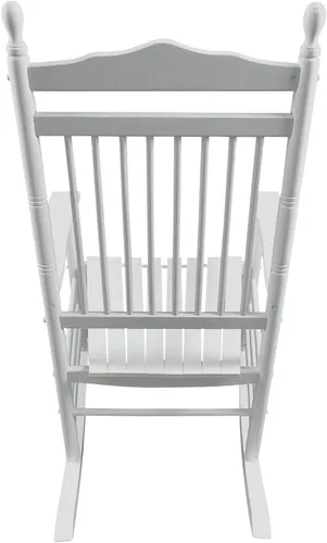 Vista 5 de Silla mecedora de madera maciza, balancín de porche delantero para adultos, carga de 280 libras