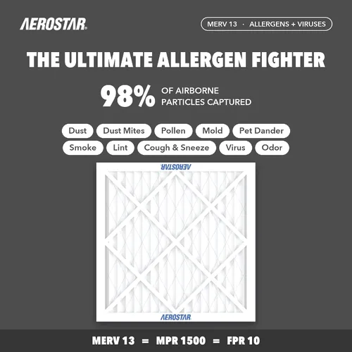 Vista 3 de Aerostar Multi - Filtro de aire de 1 pulgada para aire acondicionado y horno, Blanco Filtro de CA y HVAC, tamaño real (19 7/8 x 21 1/2 x 3/4), MPR