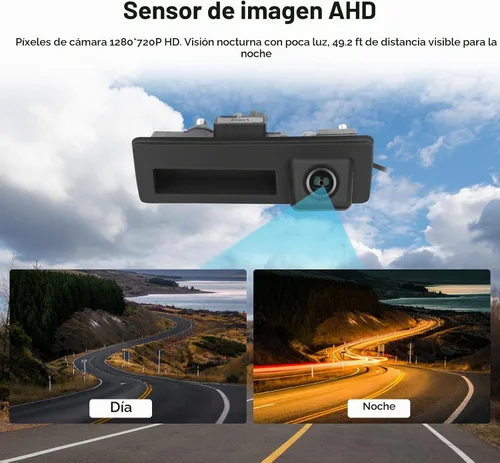 Vista 2 de 170 ° Cámara de respaldo con mango de coche HD impermeable cámara de visión trasera visión nocturna asistencia de estacionamiento inversa para Audi