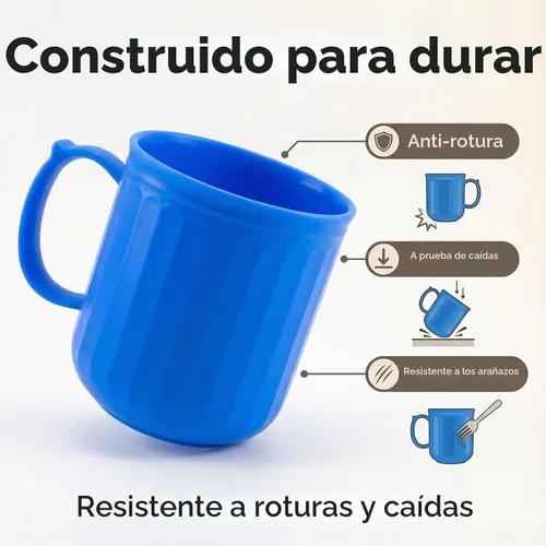 Vista 4 de AOYITE Juego de 4 tazas de café de plástico de 13 onzas con asa, tazas