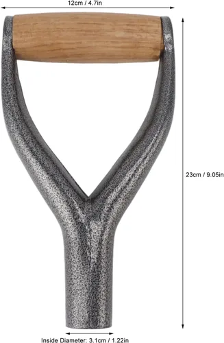Vista 5 de Diydeg Mango de pala D-Grip, mango de pala reutilizable de 1.22 pulgadas, metal y madera, plata, pala de trasplante, herramienta de jardín