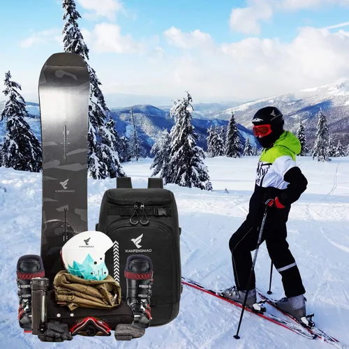 Vista 7 de Ski Boot Bag,50L/70L Waterproof Skiing Boot Travel Backpack for Snowboard Boots, Ski Helmet, Goggles, Gloves, Skis, Snowboard & Accessories for
