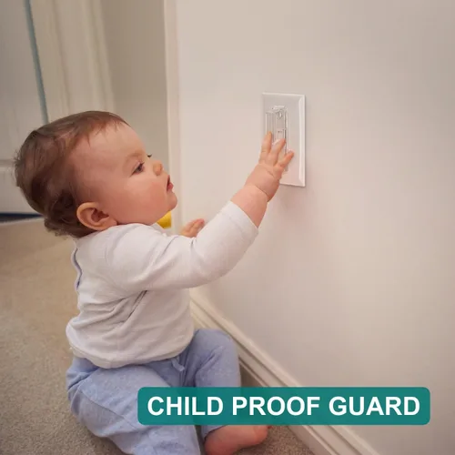 Vista 3 de CLYMENE Paquete de 2 fundas protectoras para interruptor de luz, cubierta de interruptor de pared a prueba de niños que protegen las luces
