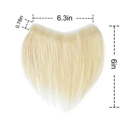 Vista 3 de Extensión frontal de cabello rubio claro para hombres, extensión de cabello lacio con pérdida de línea de cabello humano con cinta adhesiva